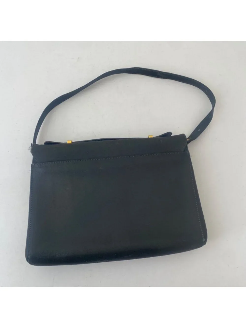 Vintage Courreges Paris Mini Briefcase Purse Shoulder Bag Black
